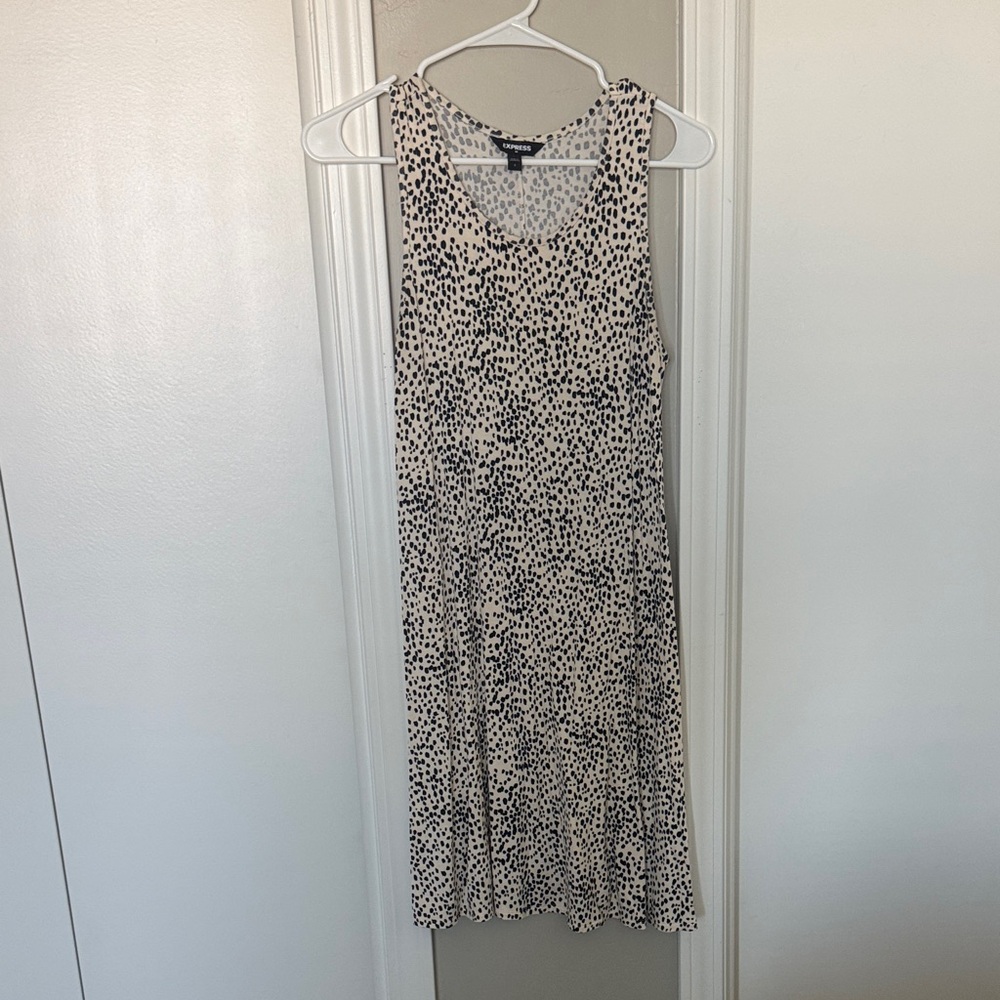 Express Speckled Black and Cream Midi Dress
